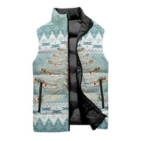 Dragonfly Christmas Sleeveless Puffer Jacket Frosty Minty Xmas Tree - Wonder Print Shop