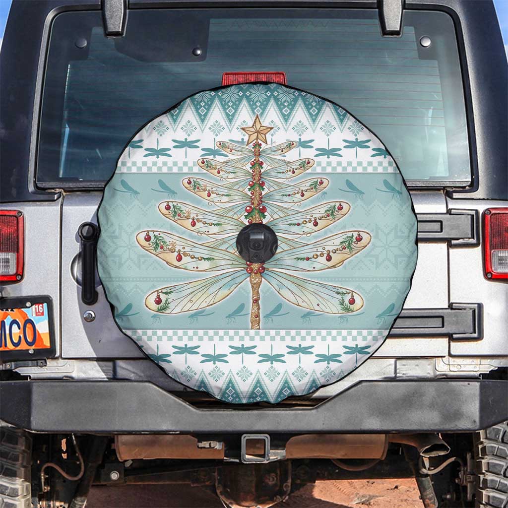 Dragonfly Christmas Spare Tire Cover Frosty Minty Xmas Tree - Wonder Print Shop