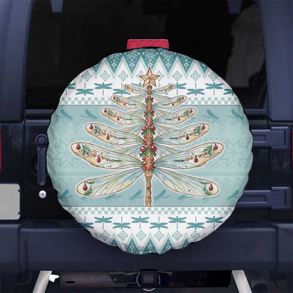 Dragonfly Christmas Spare Tire Cover Frosty Minty Xmas Tree - Wonder Print Shop