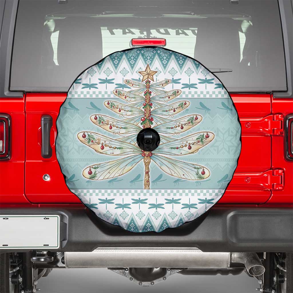 Dragonfly Christmas Spare Tire Cover Frosty Minty Xmas Tree - Wonder Print Shop