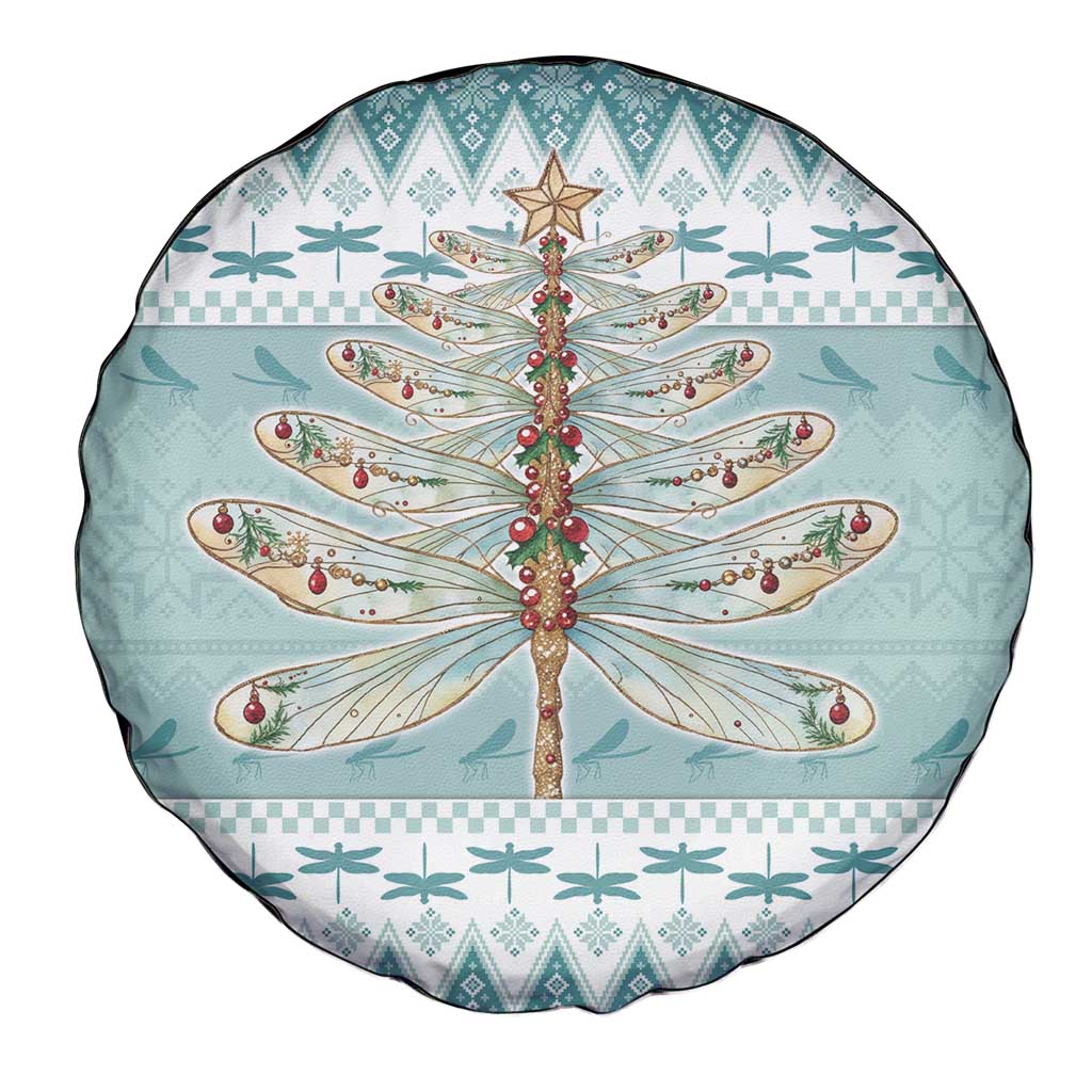 Dragonfly Christmas Spare Tire Cover Frosty Minty Xmas Tree - Wonder Print Shop