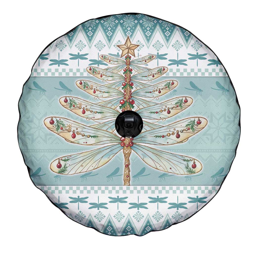 Dragonfly Christmas Spare Tire Cover Frosty Minty Xmas Tree - Wonder Print Shop