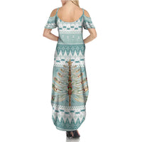 Dragonfly Christmas Summer Maxi Dress Frosty Minty Xmas Tree - Wonder Print Shop