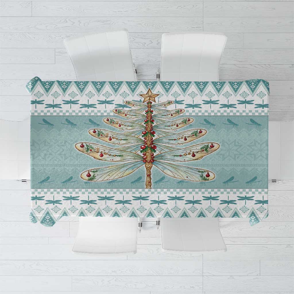 Dragonfly Christmas Tablecloth Frosty Minty Xmas Tree - Wonder Print Shop