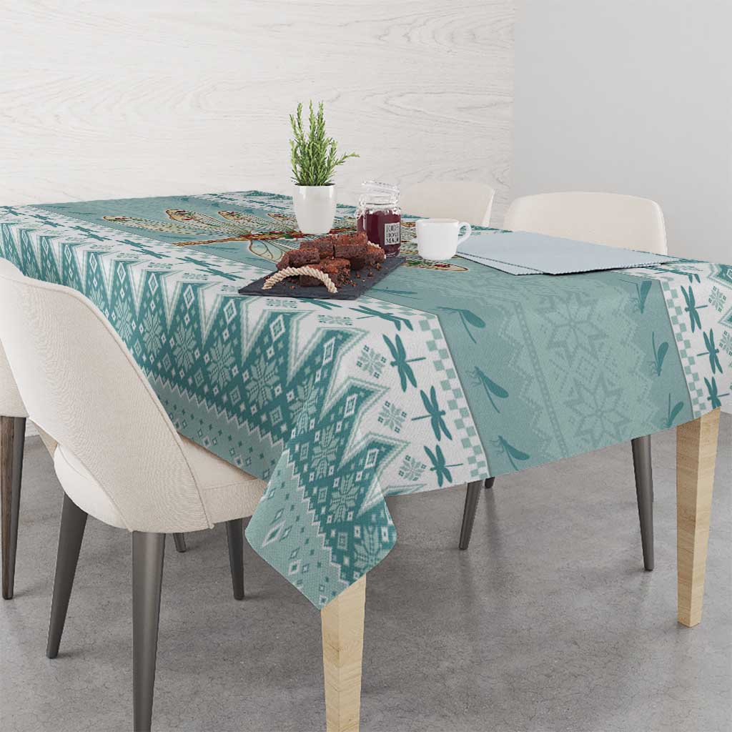 Dragonfly Christmas Tablecloth Frosty Minty Xmas Tree - Wonder Print Shop