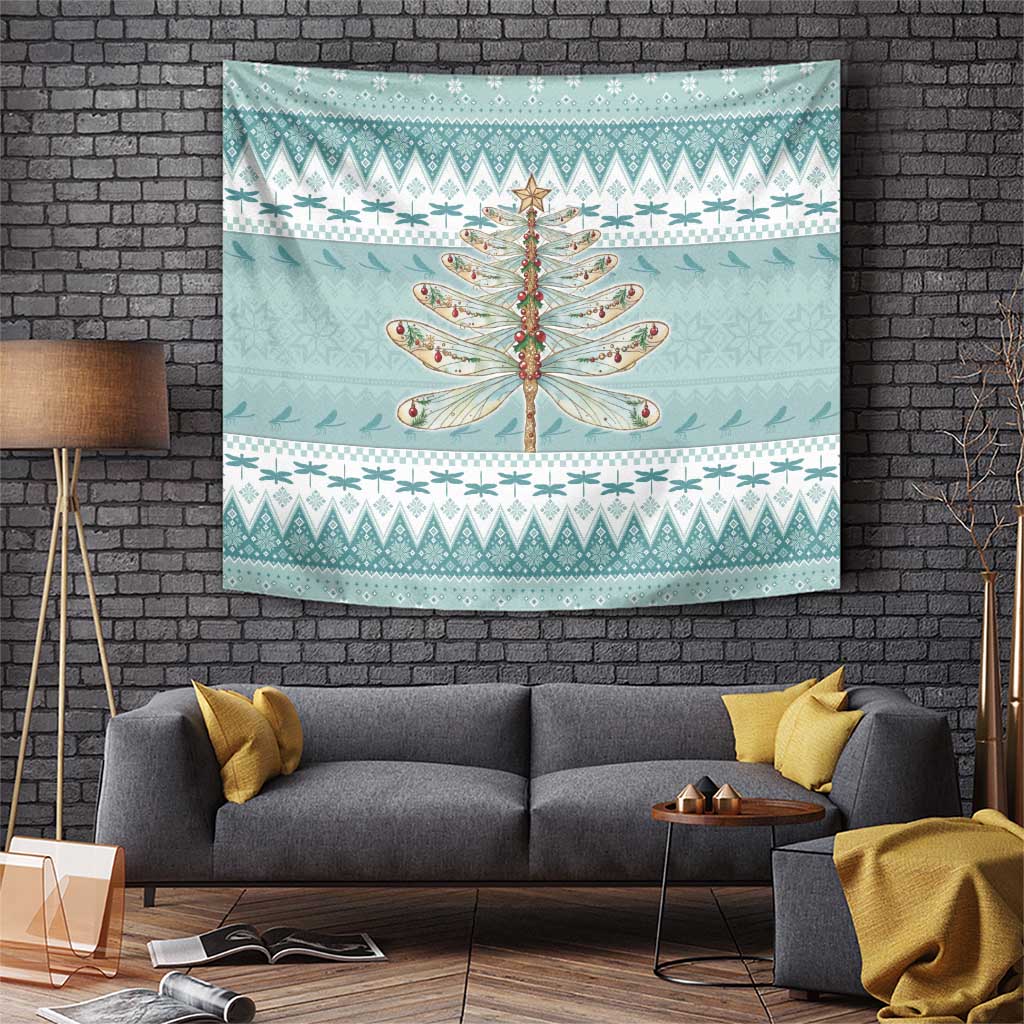 Dragonfly Christmas Tapestry Frosty Minty Xmas Tree - Wonder Print Shop