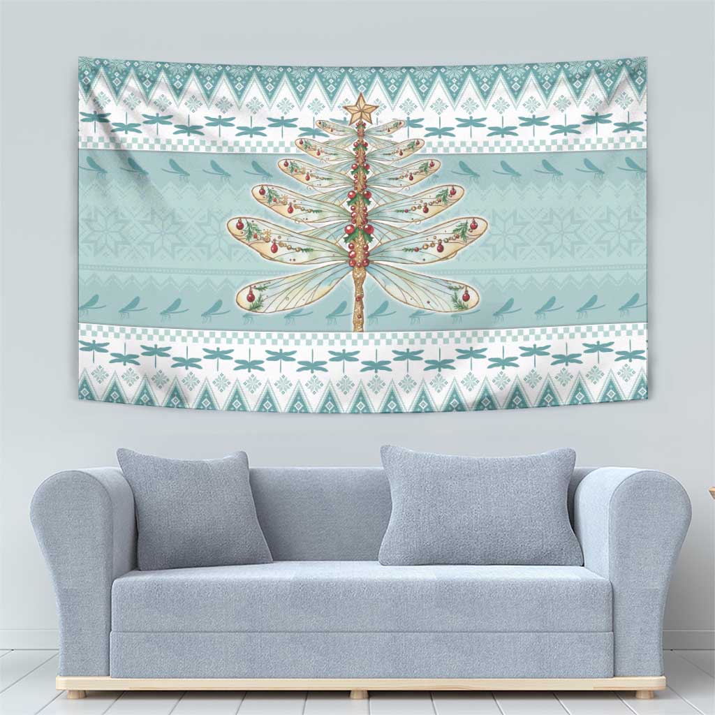 Dragonfly Christmas Tapestry Frosty Minty Xmas Tree - Wonder Print Shop