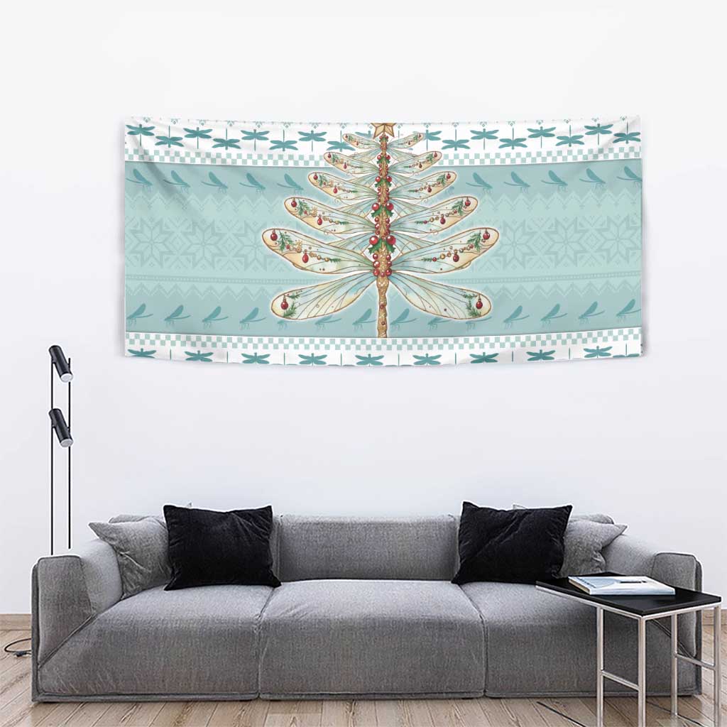 Dragonfly Christmas Tapestry Frosty Minty Xmas Tree - Wonder Print Shop