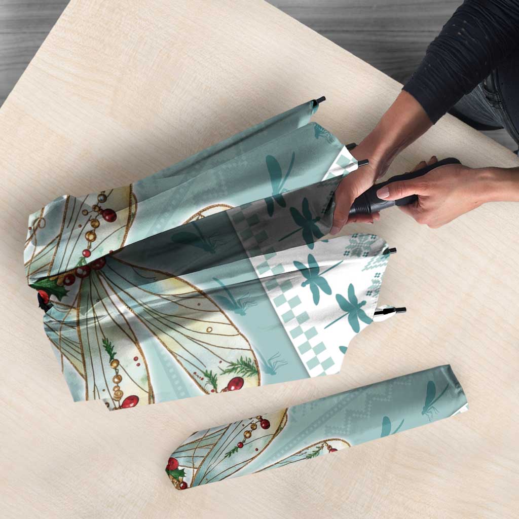 Dragonfly Christmas Umbrella Frosty Minty Xmas Tree - Wonder Print Shop