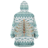 Dragonfly Christmas Wearable Blanket Hoodie Frosty Minty Xmas Tree - Wonder Print Shop