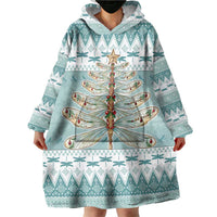 Dragonfly Christmas Wearable Blanket Hoodie Frosty Minty Xmas Tree - Wonder Print Shop