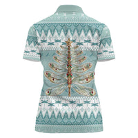 Dragonfly Christmas Women Polo Shirt Frosty Minty Xmas Tree - Wonder Print Shop