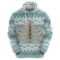 Dragonfly Christmas Zip Hoodie Frosty Minty Xmas Tree - Wonder Print Shop