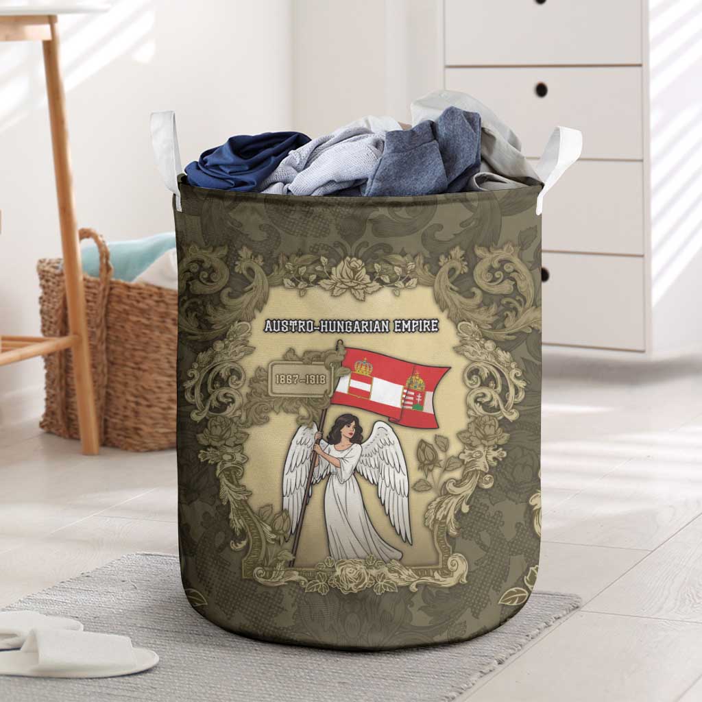 Austria-Hungary Laundry Basket Angel Holding A Flag Vintage Style - Wonder Print Shop