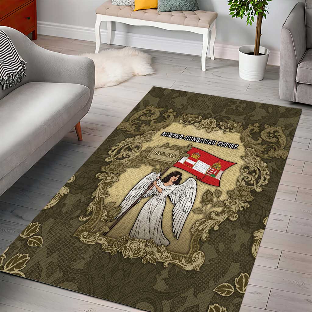 Austria-Hungary Area Rug Angel Holding A Flag Vintage Style - Wonder Print Shop