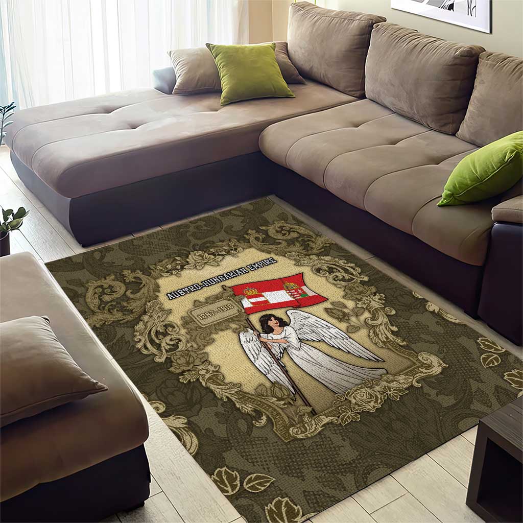 Austria-Hungary Area Rug Angel Holding A Flag Vintage Style - Wonder Print Shop