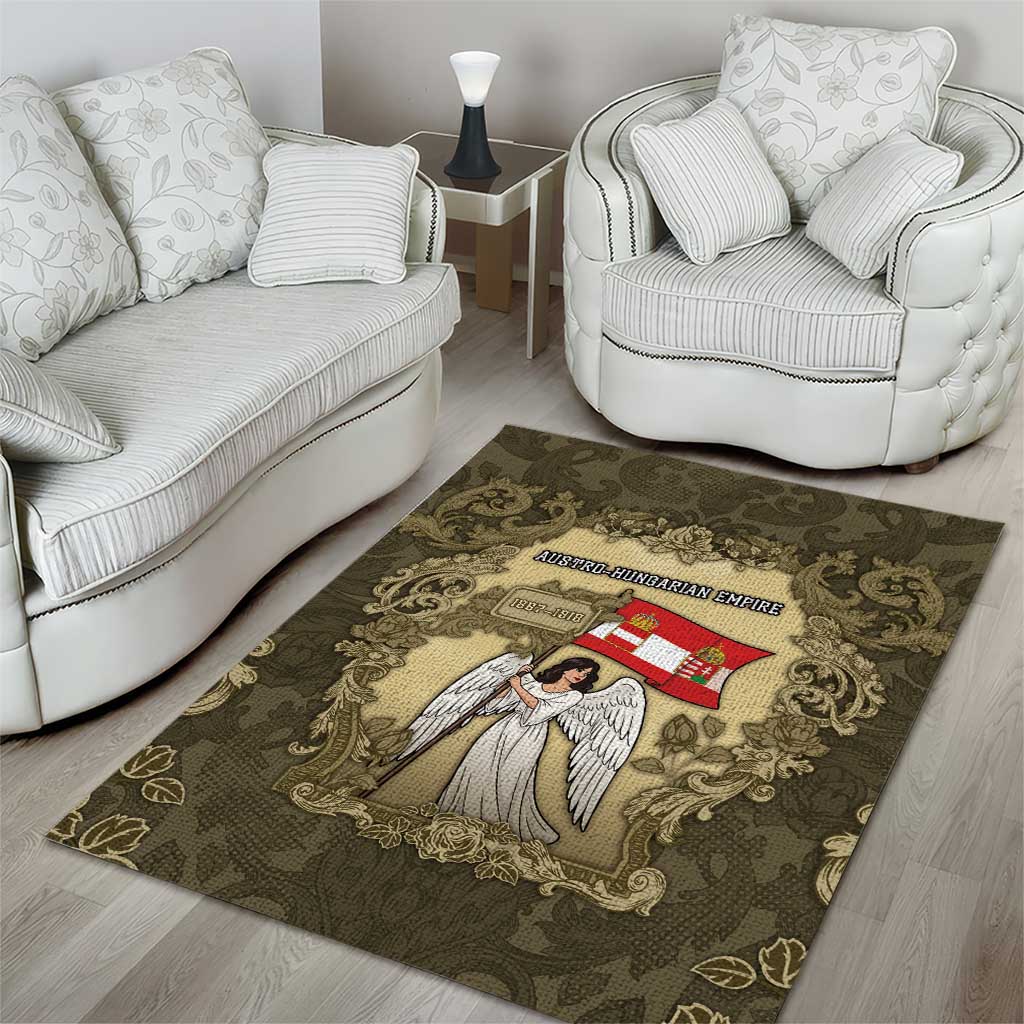 Austria-Hungary Area Rug Angel Holding A Flag Vintage Style - Wonder Print Shop