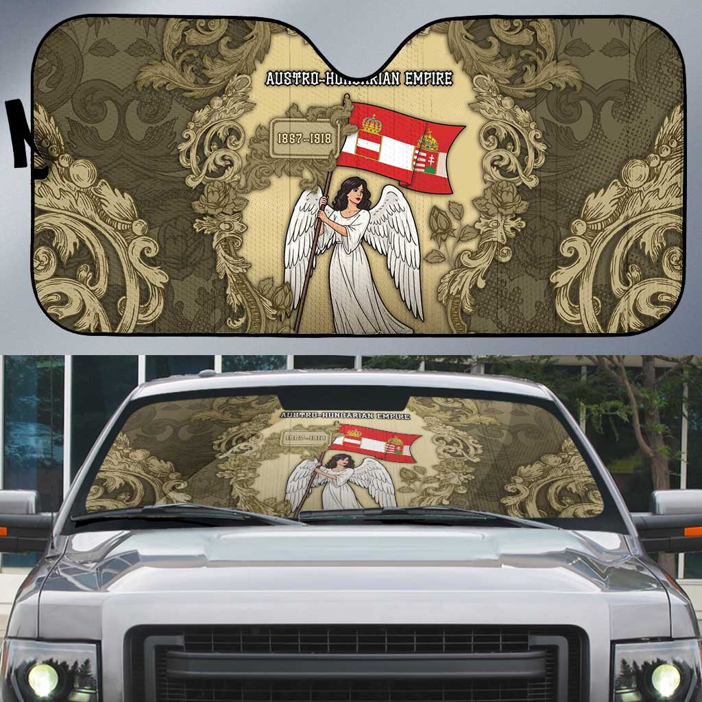 Austria-Hungary Auto Sun Shade Angel Holding A Flag Vintage Style - Wonder Print Shop
