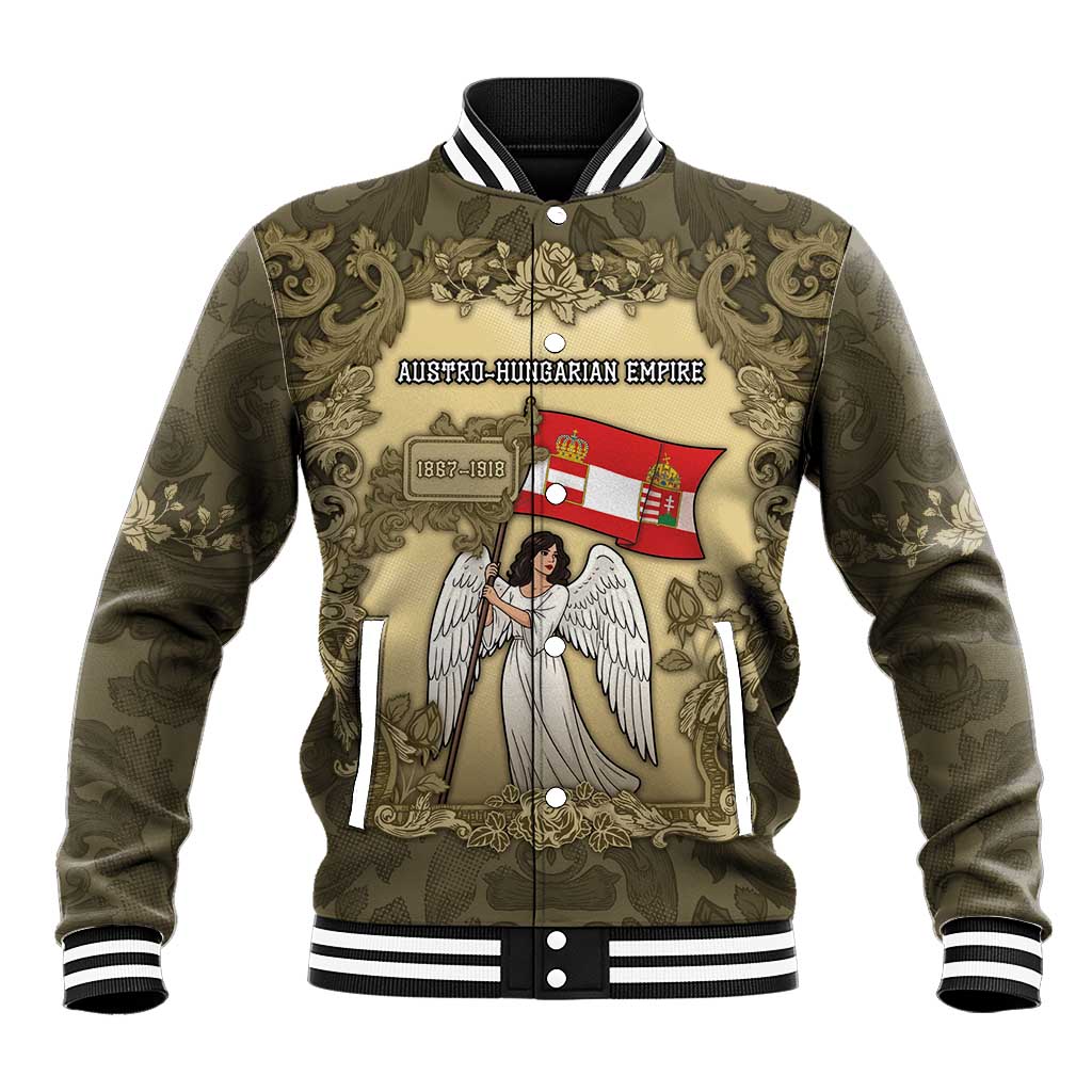 Personalized Austria-Hungary Baseball Jacket Angel Holding A Flag Vintage Style - Wonder Print Shop