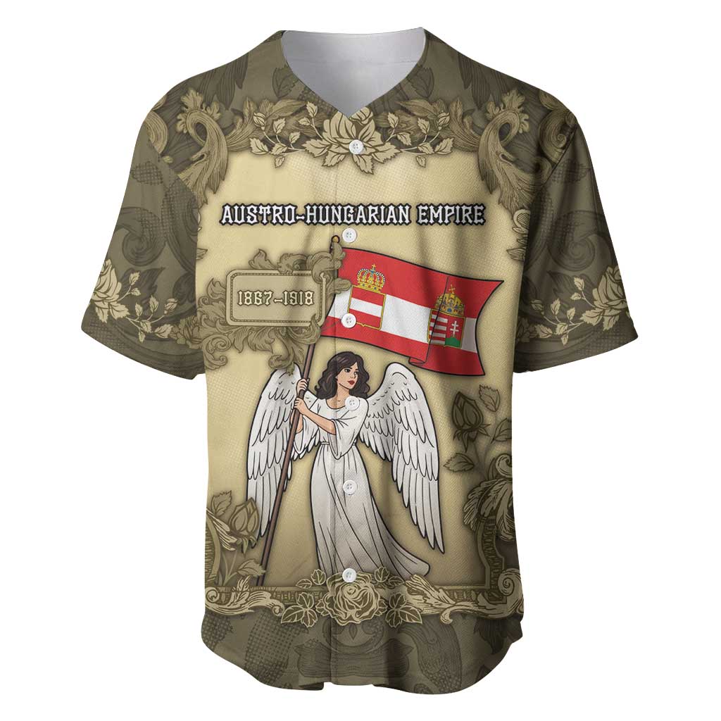 Personalized Austria-Hungary Baseball Jersey Angel Holding A Flag Vintage Style - Wonder Print Shop