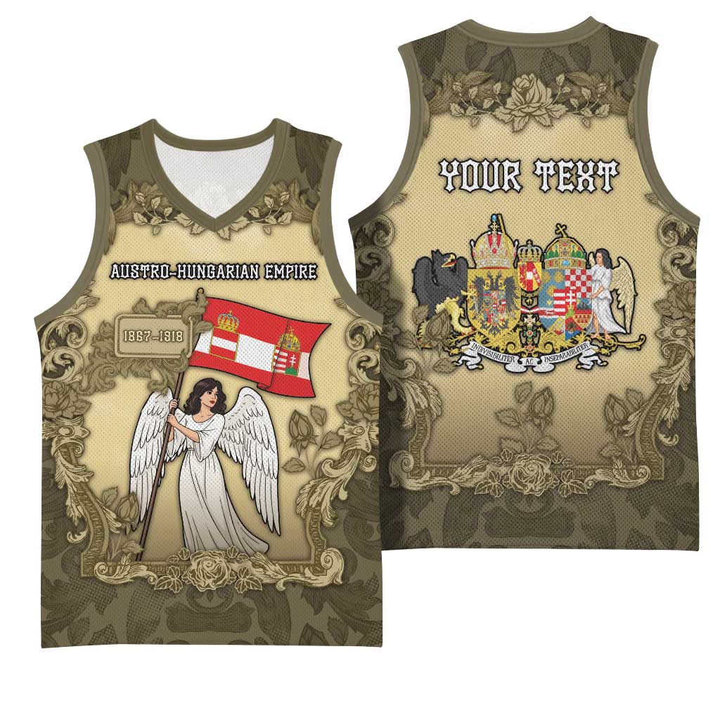 Personalized Austria-Hungary Basketball Jersey Angel Holding A Flag Vintage Style - Wonder Print Shop