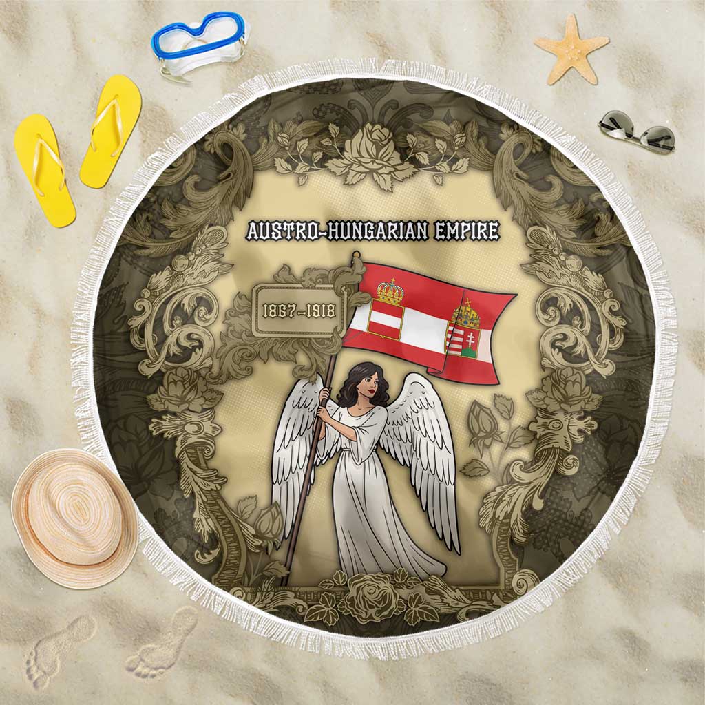Austria-Hungary Beach Blanket Angel Holding A Flag Vintage Style - Wonder Print Shop