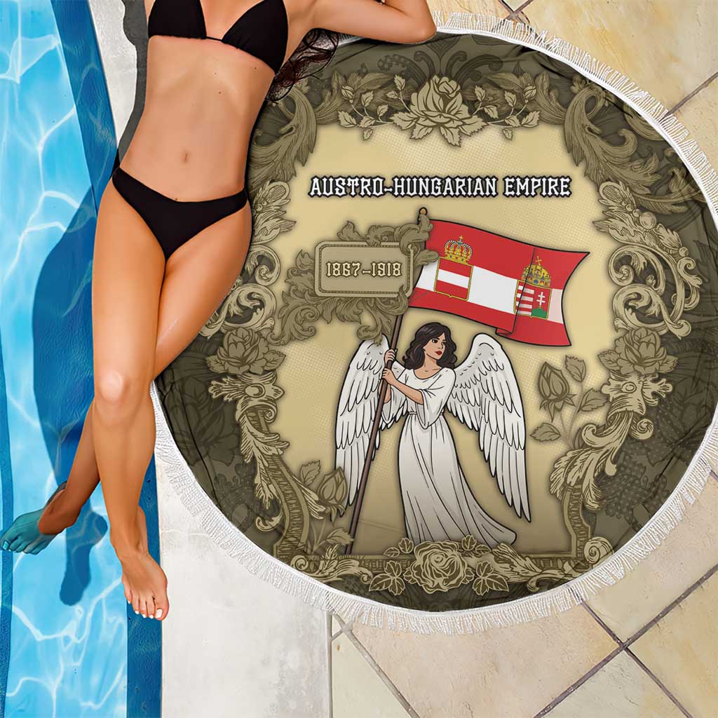 Austria-Hungary Beach Blanket Angel Holding A Flag Vintage Style - Wonder Print Shop