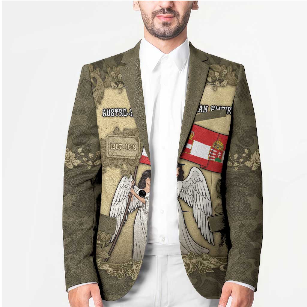 Personalized Austria-Hungary Blazer Angel Holding A Flag Vintage Style - Wonder Print Shop