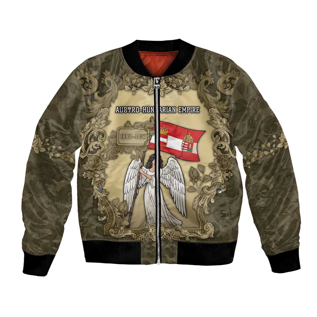 Personalized Austria-Hungary Bomber Jacket Angel Holding A Flag Vintage Style - Wonder Print Shop