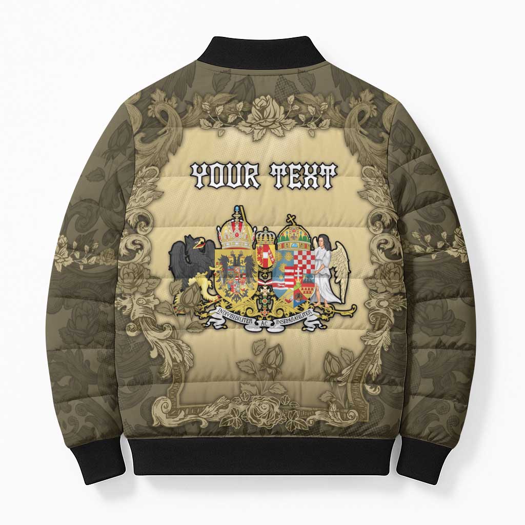 Personalized Austria-Hungary Bomber Puffer Jacket Angel Holding A Flag Vintage Style - Wonder Print Shop