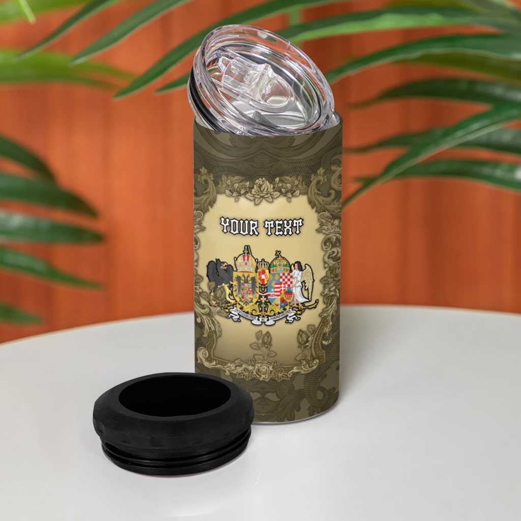 Personalized Austria-Hungary 4 in 1 Can Cooler Tumbler Angel Holding A Flag Vintage Style - Wonder Print Shop