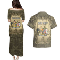 Personalized Austria-Hungary Couples Matching Puletasi and Hawaiian Shirt Angel Holding A Flag Vintage Style - Wonder Print Shop