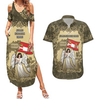 Personalized Austria-Hungary Couples Matching Summer Maxi Dress and Hawaiian Shirt Angel Holding A Flag Vintage Style - Wonder Print Shop