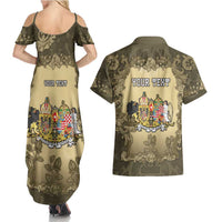 Personalized Austria-Hungary Couples Matching Summer Maxi Dress and Hawaiian Shirt Angel Holding A Flag Vintage Style - Wonder Print Shop