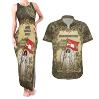 Personalized Austria-Hungary Couples Matching Tank Maxi Dress and Hawaiian Shirt Angel Holding A Flag Vintage Style - Wonder Print Shop