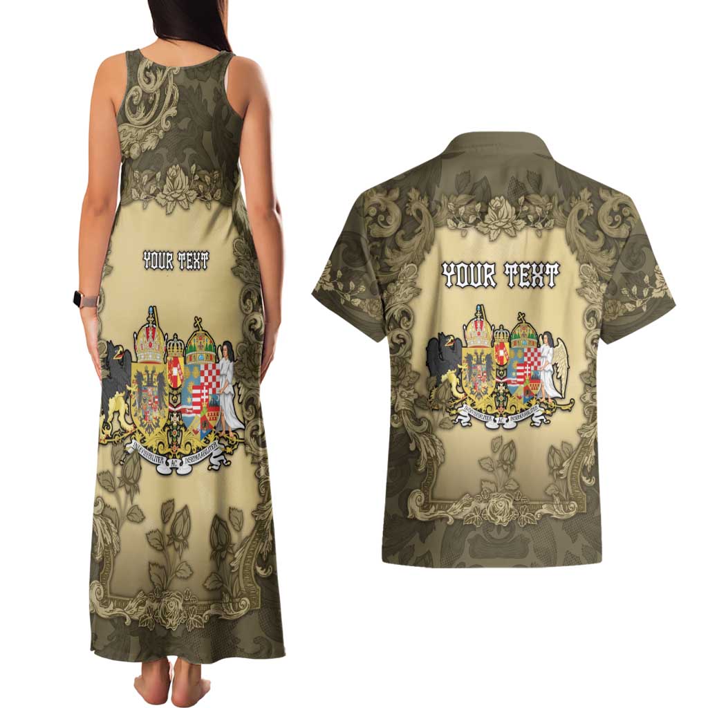 Personalized Austria-Hungary Couples Matching Tank Maxi Dress and Hawaiian Shirt Angel Holding A Flag Vintage Style - Wonder Print Shop