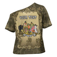 Personalized Austria-Hungary Cross Shoulder Shirt Angel Holding A Flag Vintage Style - Wonder Print Shop