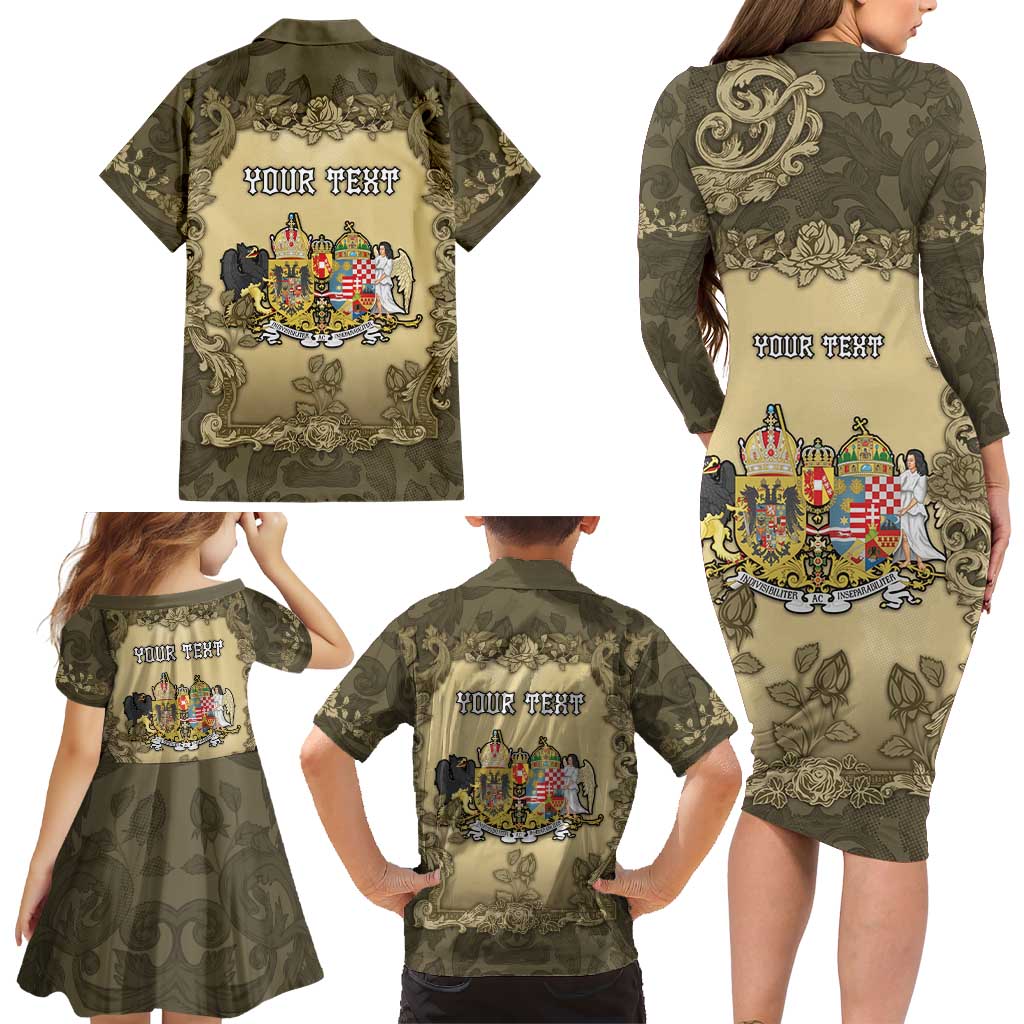Personalized Austria-Hungary Family Matching Long Sleeve Bodycon Dress and Hawaiian Shirt Angel Holding A Flag Vintage Style - Wonder Print Shop