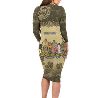 Personalized Austria-Hungary Family Matching Long Sleeve Bodycon Dress and Hawaiian Shirt Angel Holding A Flag Vintage Style - Wonder Print Shop