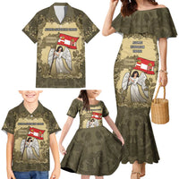 Personalized Austria-Hungary Family Matching Mermaid Dress and Hawaiian Shirt Angel Holding A Flag Vintage Style - Wonder Print Shop