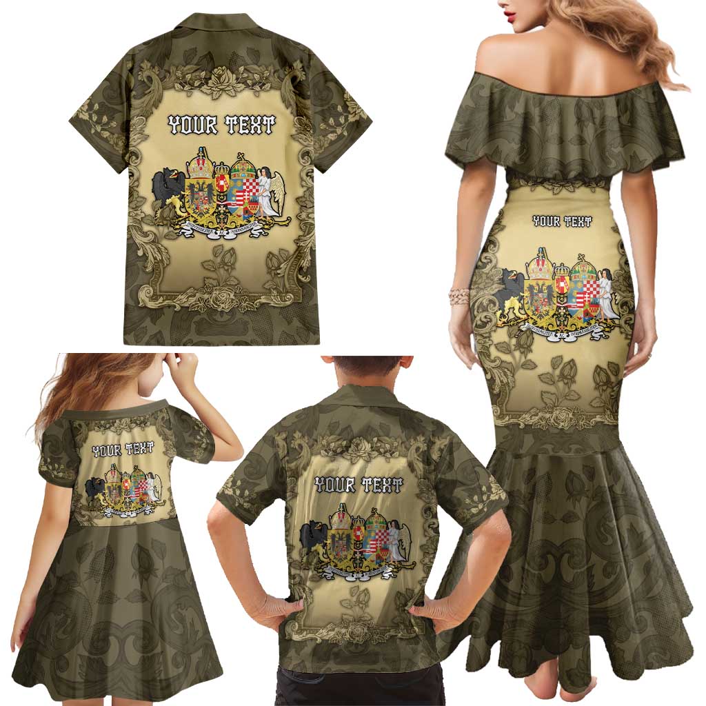 Personalized Austria-Hungary Family Matching Mermaid Dress and Hawaiian Shirt Angel Holding A Flag Vintage Style - Wonder Print Shop