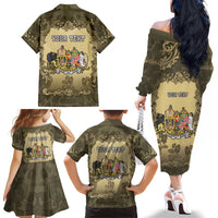 Personalized Austria-Hungary Family Matching Off The Shoulder Long Sleeve Dress and Hawaiian Shirt Angel Holding A Flag Vintage Style - Wonder Print Shop