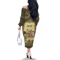Personalized Austria-Hungary Family Matching Off The Shoulder Long Sleeve Dress and Hawaiian Shirt Angel Holding A Flag Vintage Style - Wonder Print Shop