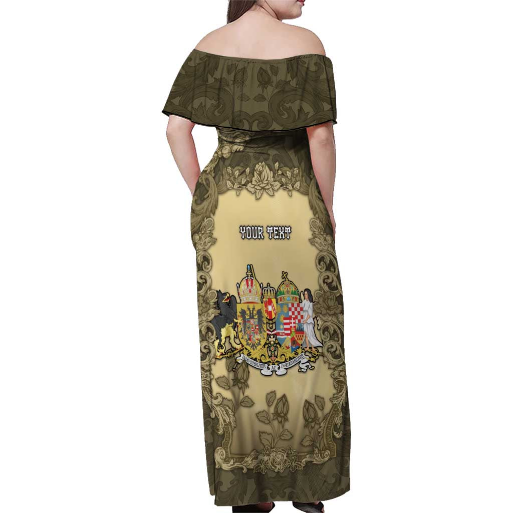 Personalized Austria-Hungary Family Matching Off Shoulder Maxi Dress and Hawaiian Shirt Angel Holding A Flag Vintage Style - Wonder Print Shop