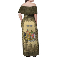 Personalized Austria-Hungary Family Matching Off Shoulder Maxi Dress and Hawaiian Shirt Angel Holding A Flag Vintage Style - Wonder Print Shop