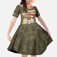 Personalized Austria-Hungary Family Matching Off Shoulder Short Dress and Hawaiian Shirt Angel Holding A Flag Vintage Style - Wonder Print Shop
