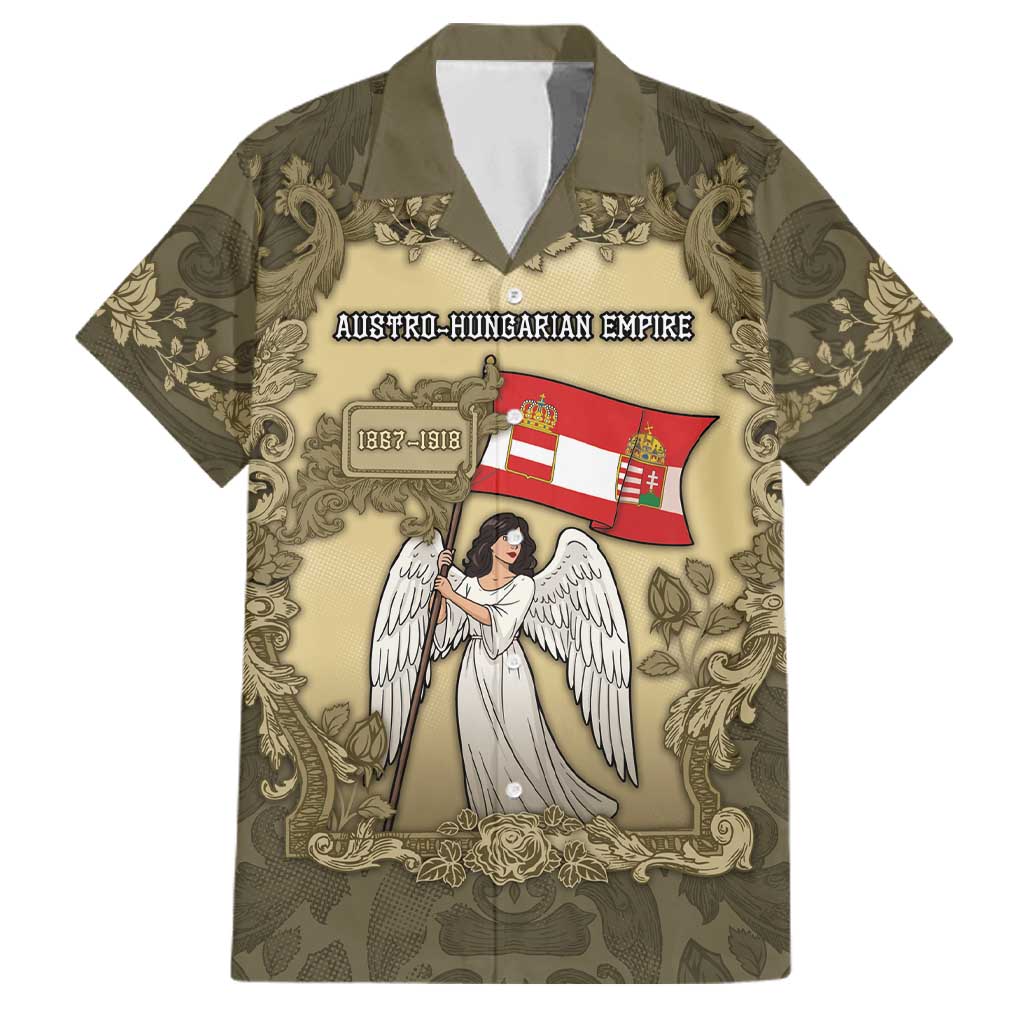 Personalized Austria-Hungary Family Matching Off Shoulder Short Dress and Hawaiian Shirt Angel Holding A Flag Vintage Style - Wonder Print Shop