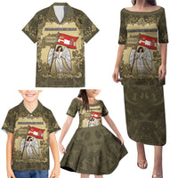 Personalized Austria-Hungary Family Matching Puletasi and Hawaiian Shirt Angel Holding A Flag Vintage Style - Wonder Print Shop