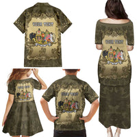 Personalized Austria-Hungary Family Matching Puletasi and Hawaiian Shirt Angel Holding A Flag Vintage Style - Wonder Print Shop