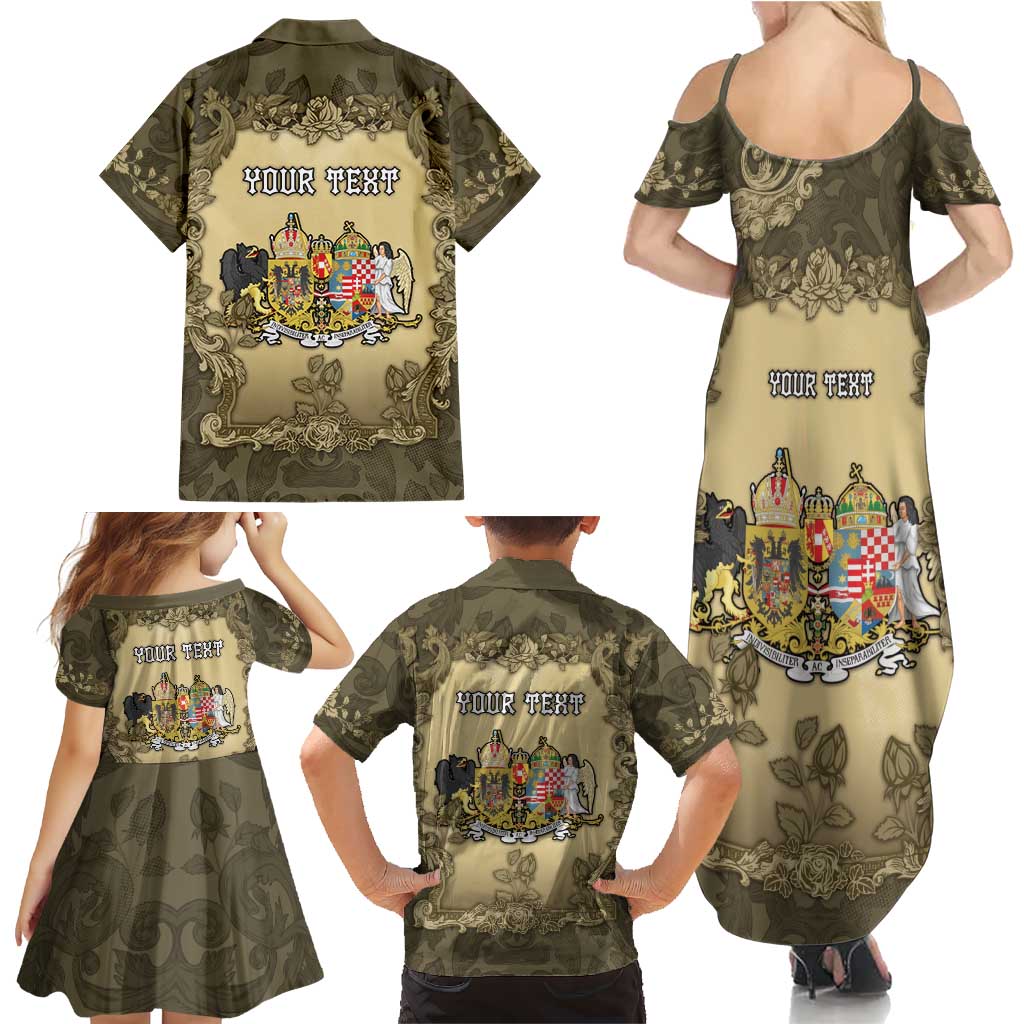 Personalized Austria-Hungary Family Matching Summer Maxi Dress and Hawaiian Shirt Angel Holding A Flag Vintage Style - Wonder Print Shop